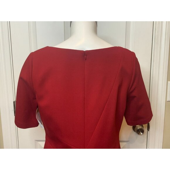 Lafayette 148 New York Ruby Red Short Sleeve Sheath Dress, Size 10, NWT! $498 - Picture 5 of 7